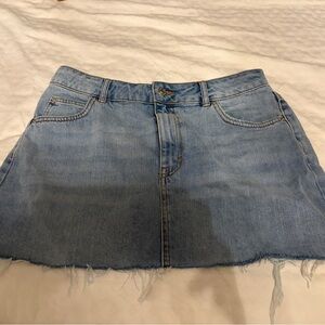 Top shop Moto Light Wash Denim Mini Skirt -